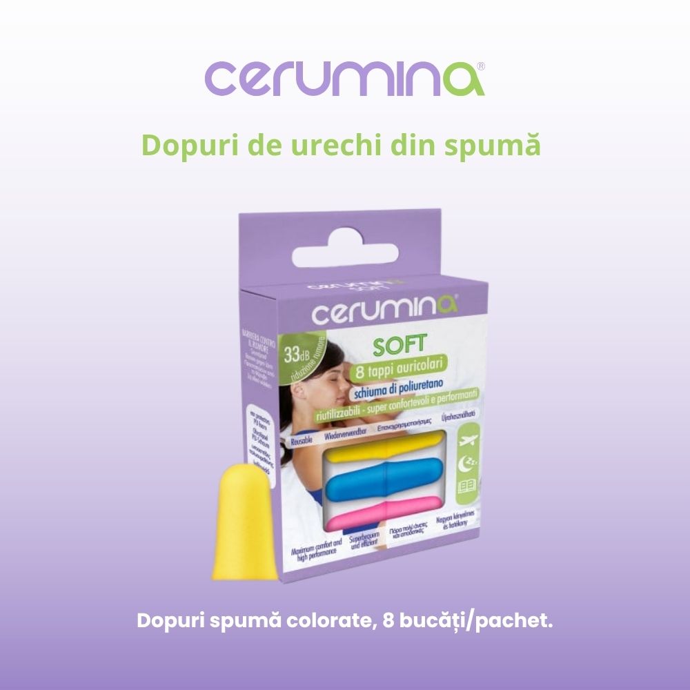 Dopuri de urechi din spumă Cerumina Soft, 8 bucati - imagine 3
