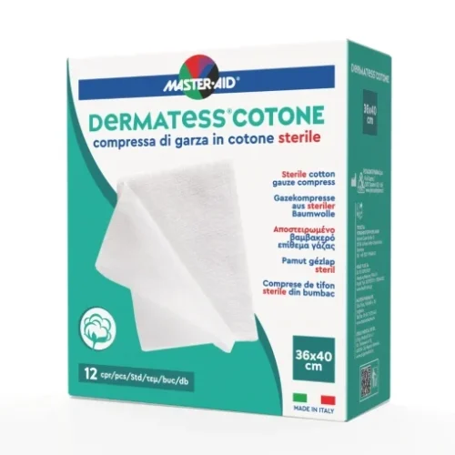 Comprese sterile Dermatess din bumbac pliate 36x40 cm 12 buc
