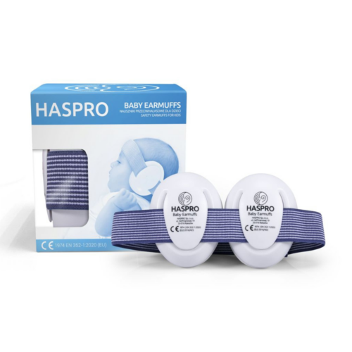 Căști protecție fonică bebeluși Haspro Baby, SNR 23dB, 0-3 ani, albastru