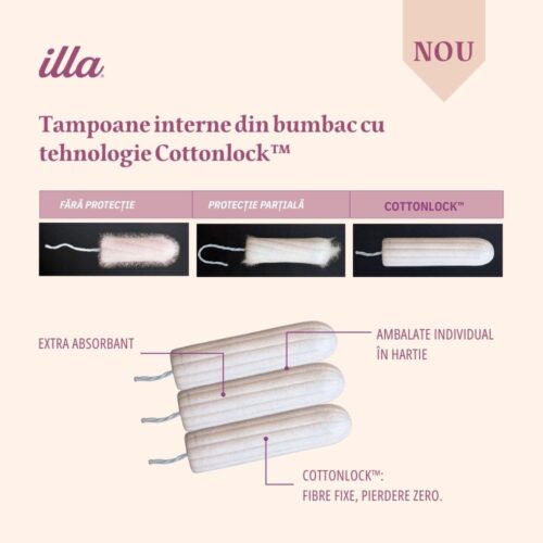 tampon intern Illa Regular bumbac organic tehnologie Cottonlock
